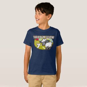 Kid's 7th Birthday Today I'm Seven! Cute Lamb T-Shirt