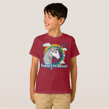 Kid's 7th Birthday Unicorn Rainbow Today I'm Seven