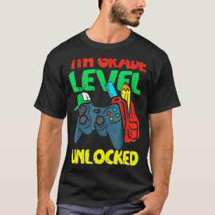Kids 7th Grade Level Unlocked Video Game First Day T-Shirt