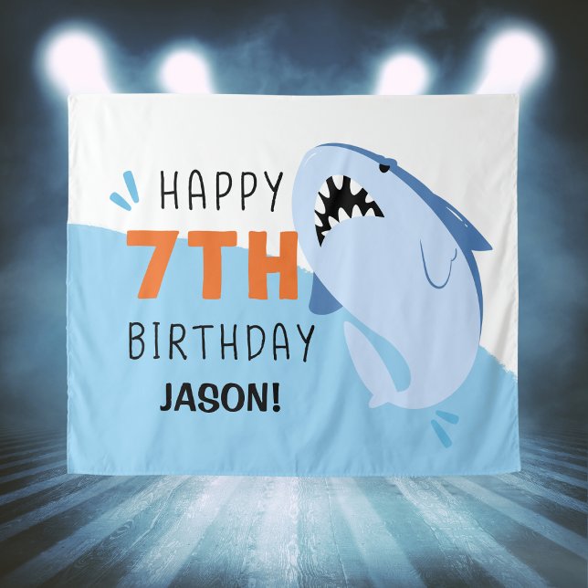 Kids 7th Shark Birthday Backdrop Custom Tapestry (Kids 7th Shark Birthday Backdrop Custom
)