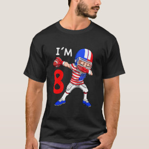 Kids 8 Birthday American Football Dabbing 8 Year O T-Shirt