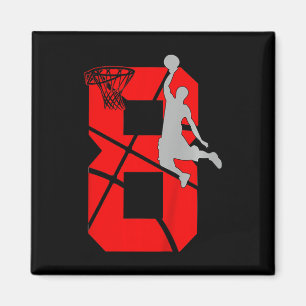 Kids 8 Year Old 8th Basketball Birthday PartyTheme Magnet