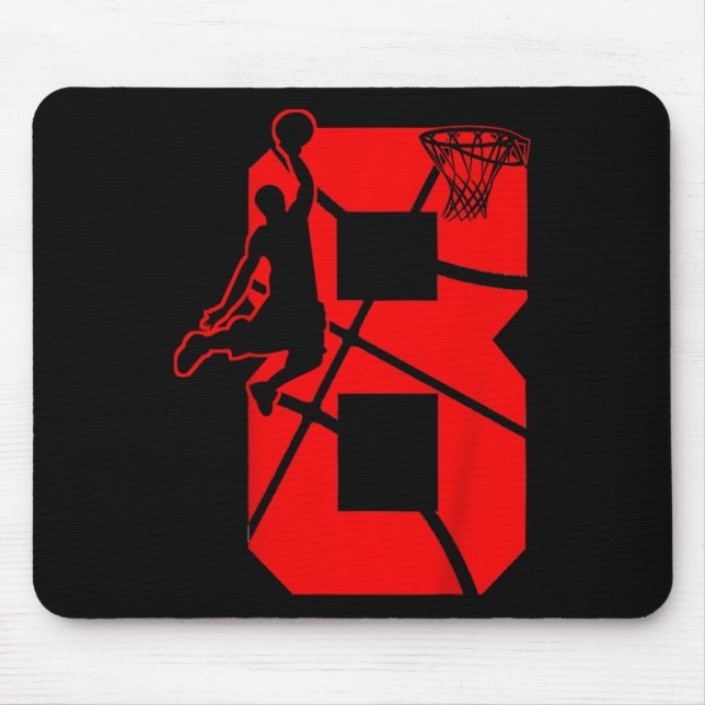 Kids 8 Year Old 8th Basketball Birthday PartyTheme Mouse Mat (Front)