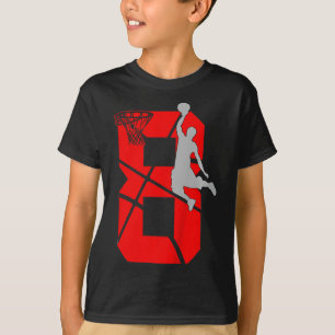 Kids 8 Year Old 8th Basketball Birthday PartyTheme T-Shirt