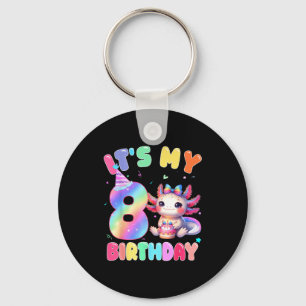 Kids 8 Year Old Bday Cute Axolotl It's My 8th Birt Key Ring