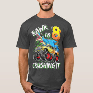 Kids 8 Year Old Birthday Boy Girl T rex 8th Bday M T-Shirt