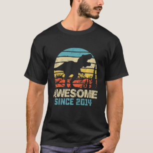 Kids 8 Year Old Boy Awesome Since 2014 Dinosaur 8t T-Shirt