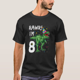 Kids 8 Year Old Dinosaur Rex 8th Birthday Dino  Bo T-Shirt