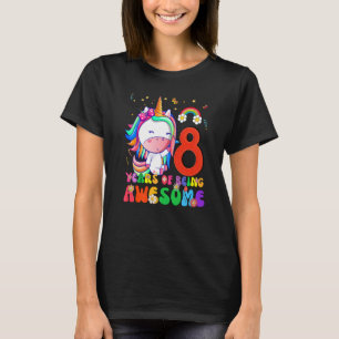 Kids 8 Year Old  Girls Teens Unicorn  8th Birthday T-Shirt