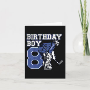 Kids 8 Year Old Ice Hockey Goalie Themed Birthday Card