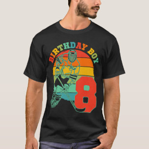 Kids 8 Year Old Ice Hockey Retro Birthday Party 8t T-Shirt