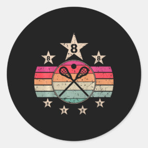 Kids 8 Year Old Lacrosse Birthday 8 Boy 8th Birthd Classic Round Sticker
