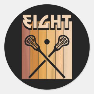 Kids 8 Year Old Lacrosse Birthday Boy Girl 8th Bir Classic Round Sticker