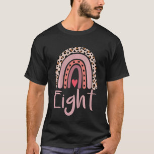 Kids 8 Year Old Leopard Rainbow Birthday Party Cut T-Shirt