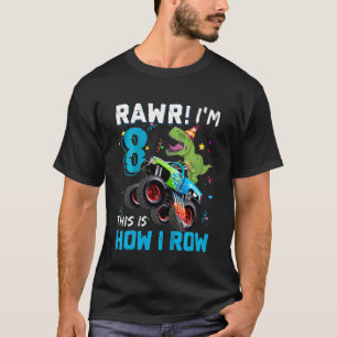 Kids 8 Year Old Rawr I'm 8th Birthday Monster Truc T-Shirt