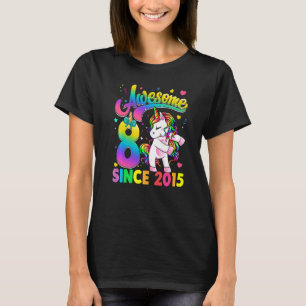 Kids 8 Year Old Since 2015 Flossing Unicorn 8th B  T-Shirt