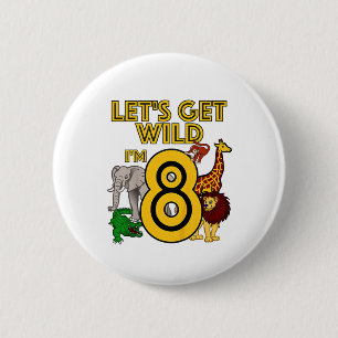 Kids 8 Year Old Zoo Birthday Shirt Safari Jungle A 6 Cm Round Badge