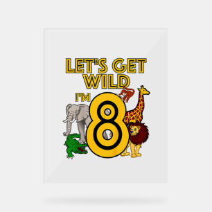 Kids 8 Year Old Zoo Birthday Shirt Safari Jungle A Acrylic Sign