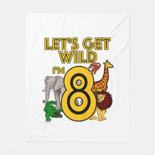 Kids 8 Year Old Zoo Birthday Shirt Safari Jungle A Fleece Blanket
