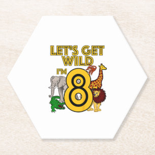 Kids 8 Year Old Zoo Birthday Shirt Safari Jungle A Paper Coaster
