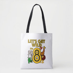 Kids 8 Year Old Zoo Birthday Shirt Safari Jungle A Tote Bag