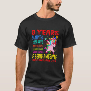 Kids 8 Years Of Being Awesome 8Th Birthday Dabbing T-Shirt