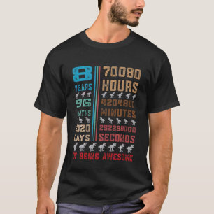 Kids 8 Years Of Being Awesome 8th Dinosaur Birthda T-Shirt