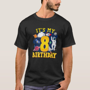Kids 8 Years Old Astronaut Outer Space 8th Birthda T-Shirt