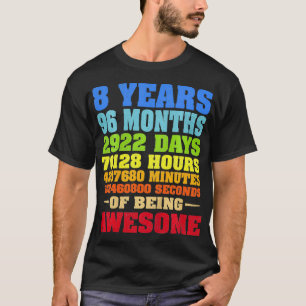 Kids 8th Birthday 8 Years Old Vintage Retro 96 Mon T-Shirt