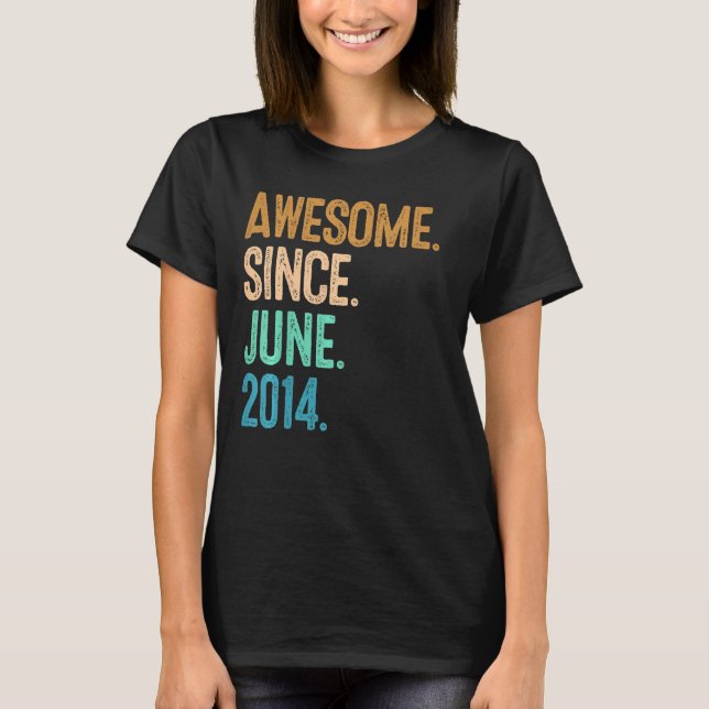 Kids 8th birthday Awesome since June 2014 T-Shirt (Front)