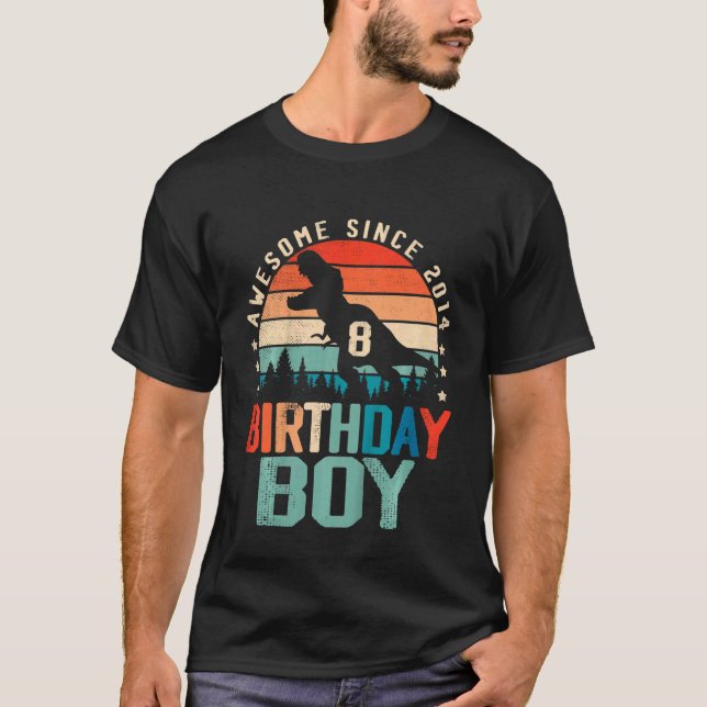 Kids 8th Birthday Boy Awesome Since 2014 8 Year Ol T-Shirt (Front)