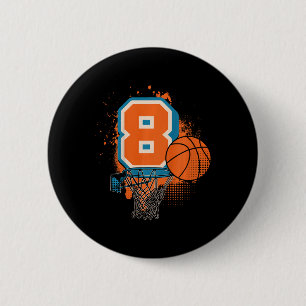 Kids 8th Birthday Boy Sketll Player Sketll 8 Years 6 Cm Round Badge