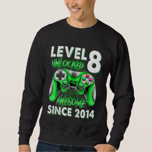 Kids 8th Birthday Boys 8 Year Old Level 8 Unlocked Sweatshirt