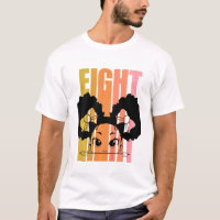 Kids 8th Birthday Cute Black Girl Afro Puffs Silho