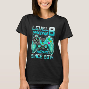 Kids 8th Birthday  For Boys Level 8 Unlocked Aweso T-Shirt