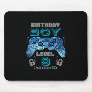 Kids 8th Birthday Gamer Level 8 Unlocked Video Gam Mouse Mat