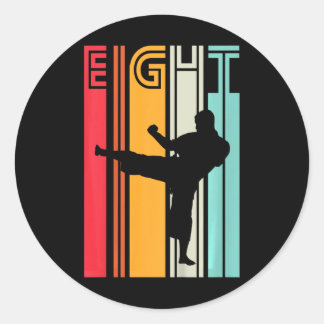 Kids 8th Birthday Gift Karate Retro Taekwondo Mart Classic Round Sticker