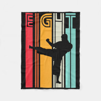 Kids 8th Birthday Gift Karate Retro Taekwondo Mart Fleece Blanket
