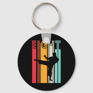 Kids 8th Birthday Gift Karate Retro Taekwondo Mart Key Ring