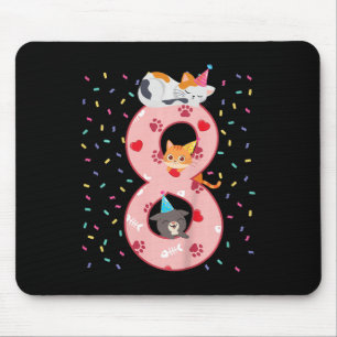 Kids 8th Birthday Girl Cute Cat Outfit 8 Years Old Mouse Mat