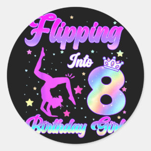 Kids 8th birthday girl gymnastics 8 year oldKids 8 Classic Round Sticker