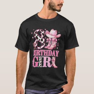 Kids 8th Birthday Girl Rodeo Western Cowgirl Birth T-Shirt