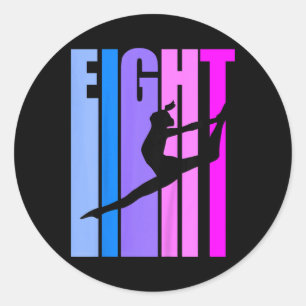 Kids 8th Birthday Gymnastics Girls Gymnast Dance D Classic Round Sticker