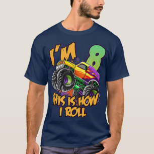 Kids 8th Birthday I'm 8 This is How I Roll 8th Mon T-Shirt