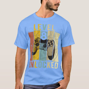 Kids 8th Birthday Level 8 Unlocked Video Gamer Gif T-Shirt