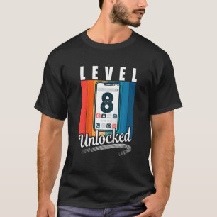 Kids 8th birthday level 8 years retro mobile phone T-Shirt