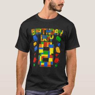Kids 8Th Birthday Master Builder 8 Years Old Block T-Shirt