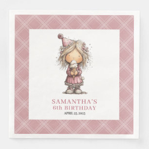 Kids 8th Birthday Party Funny Quirky Girl Napkins