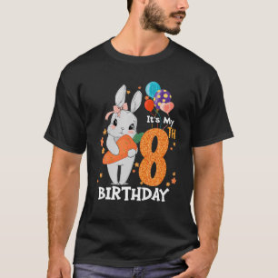 Kids 8th Birthday Rabbit 8 Years Old Boys Girl Tee