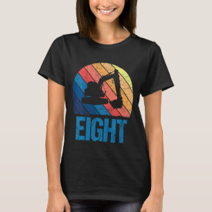 Kids 8th Birthday Retro Excavator Construction Veh T-Shirt